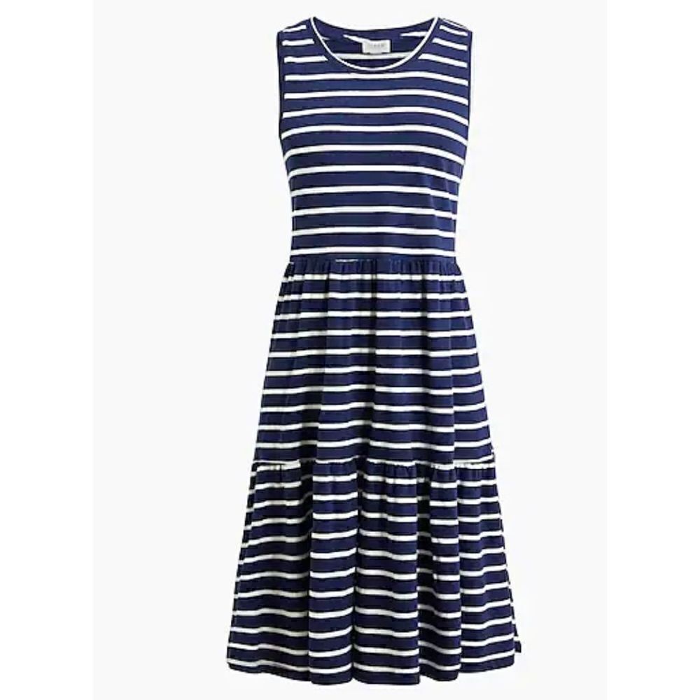 J. Crew | Sleeveless Striped Tiered Dress